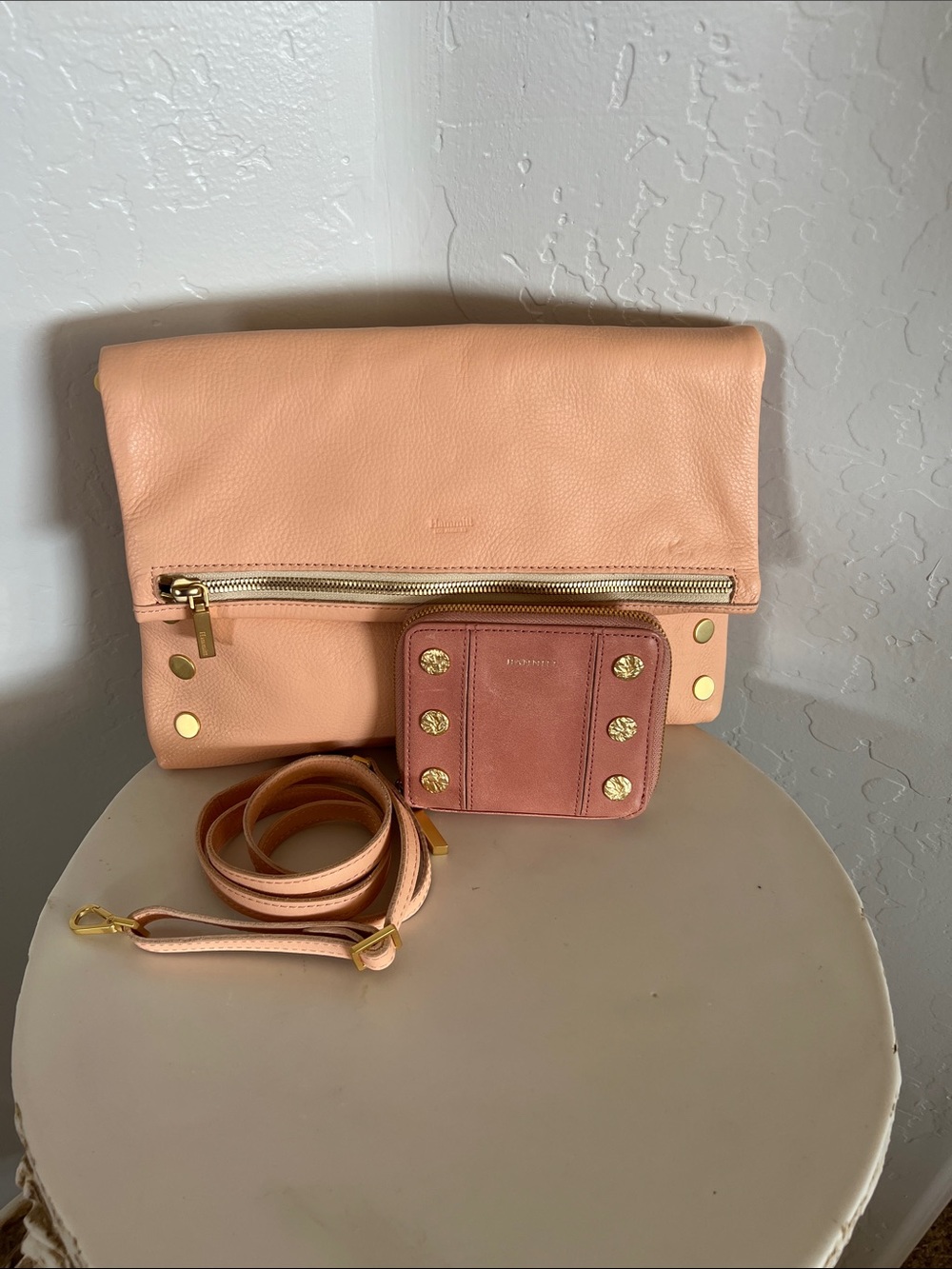 Hammitt VIP Large  Leather Fold-Over Crossbody Bag with Zip Pocket and wallet